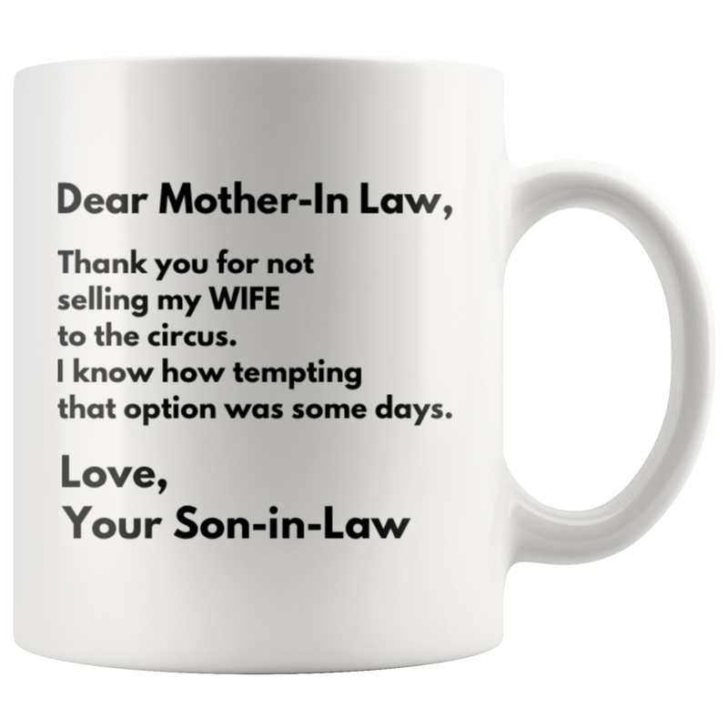 Mother-In-Law Gift - Dear Mother In Law Thank You Appreciation Presents Mug 11 oz