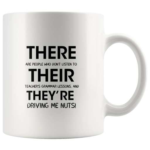 Funny English Teacher Grammar Mug There, Their, They're.