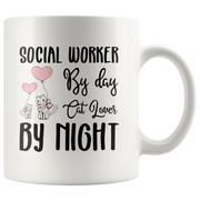 Funny Coffee Mug Social Worker By Day Cat Lover By Night.