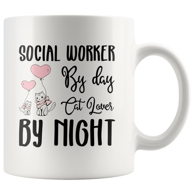 Funny Coffee Mug Social Worker By Day Cat Lover By Night