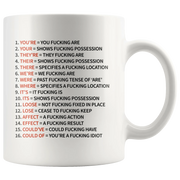 Grammar Cuss Words Sarcastic Funny Gift Idea Ceramic Coffee Mug 11 oz - Panvola