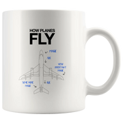 How Planes Fly Pilot Aerospace Engineer Airplane Coffee Mug 11oz White - Panvola
