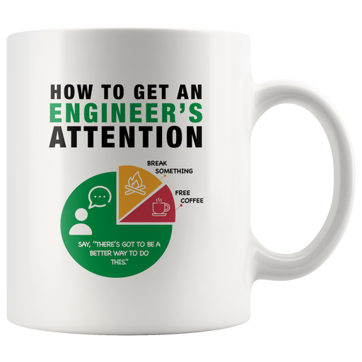 How To Get An Engineer's Attention Funny Coffee Mug For Engineering 11oz White.