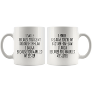 I Smile Because You're My Brother In Law Gift Ceramic Coffee Mug 11oz - Panvola