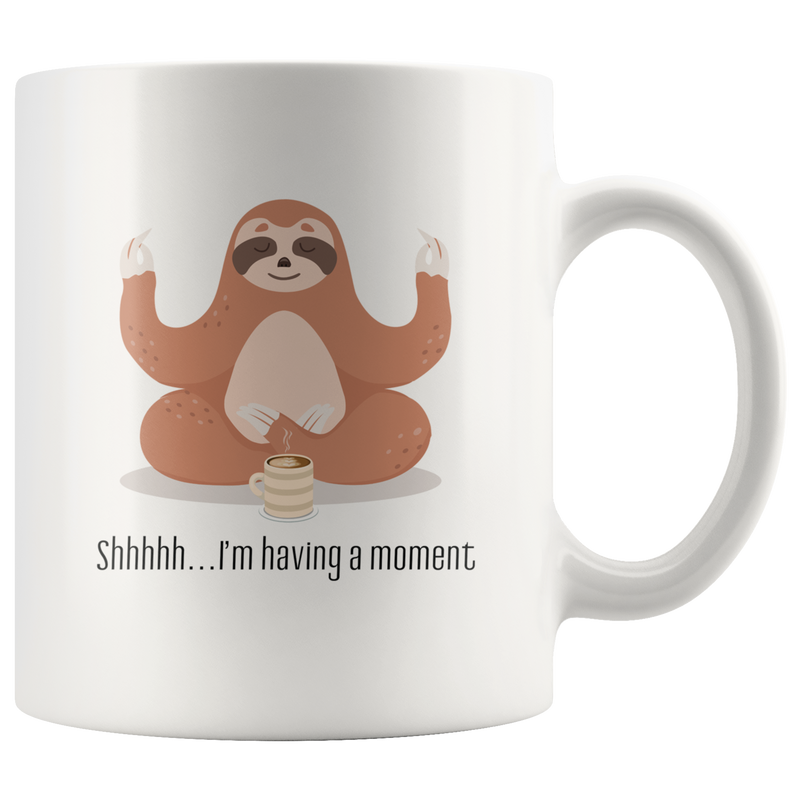 Yoga Sloth Having A Moment Ceramic Coffee Mug.
