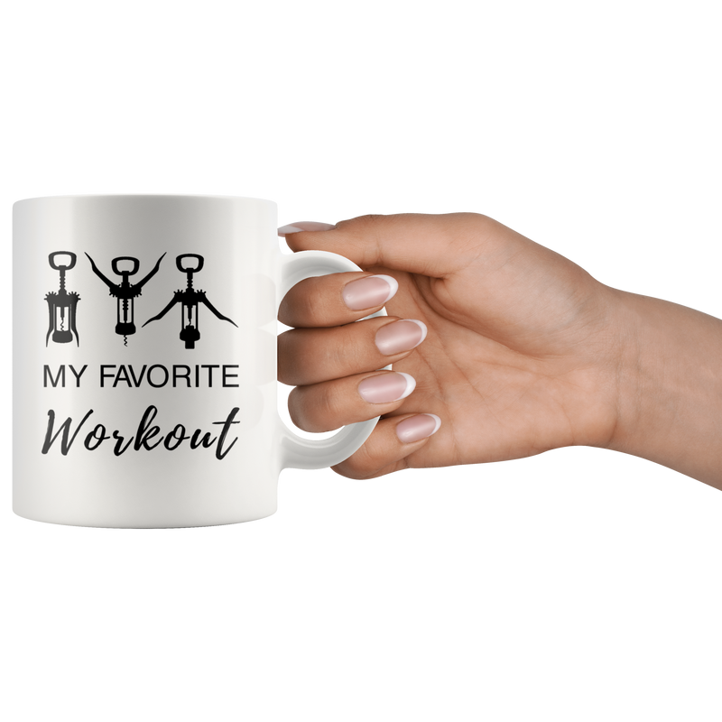 My Favorite Workout Wine Lover Funny Ceramic Coffee Mug 11 oz White.