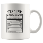 Teacher Nutrition Facts Label Funny Ceramic Coffee Mug 11 oz.