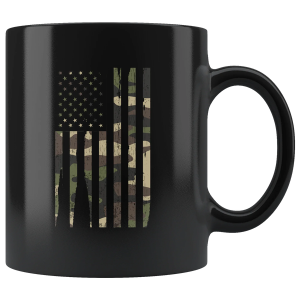 Patriotic Gifts Camouflage American Flag Veteran Thank You Appreciation Black Mug 11 oz