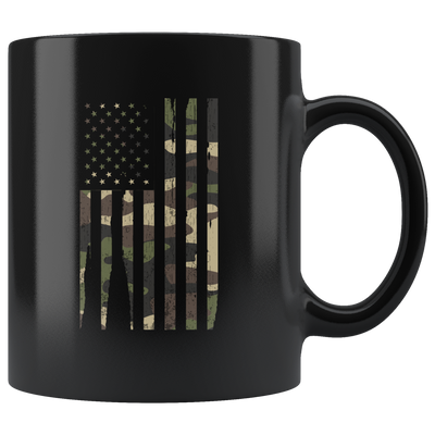 Patriotic Gifts Camouflage American Flag Veteran Thank You Appreciation Black Mug 11 oz