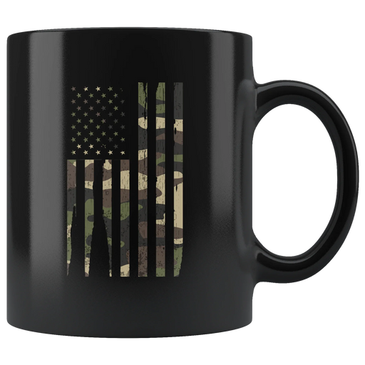 Patriotic Gifts Camouflage American Flag Veteran Thank You Appreciation Black Mug 11 oz - Panvola