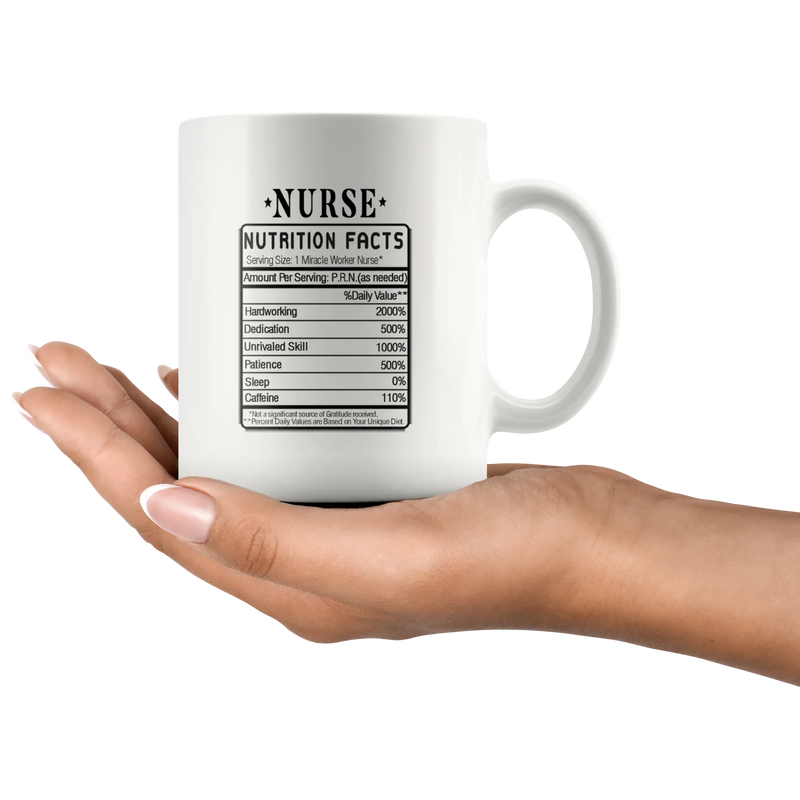 Nurse Nutrition Facts Label Funny Profession Ceramic Coffee Mug 11 oz - Panvola