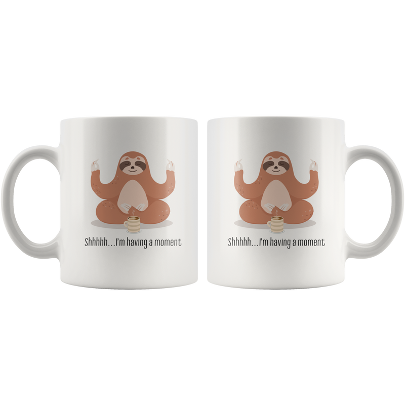 Yoga Sloth Having A Moment Ceramic Coffee Mug.