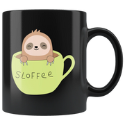 Sloth Gifts - Slofee Sloth Coffee Lover Spirit Animal Appreciation Gifts Black Mug 11 oz - Panvola