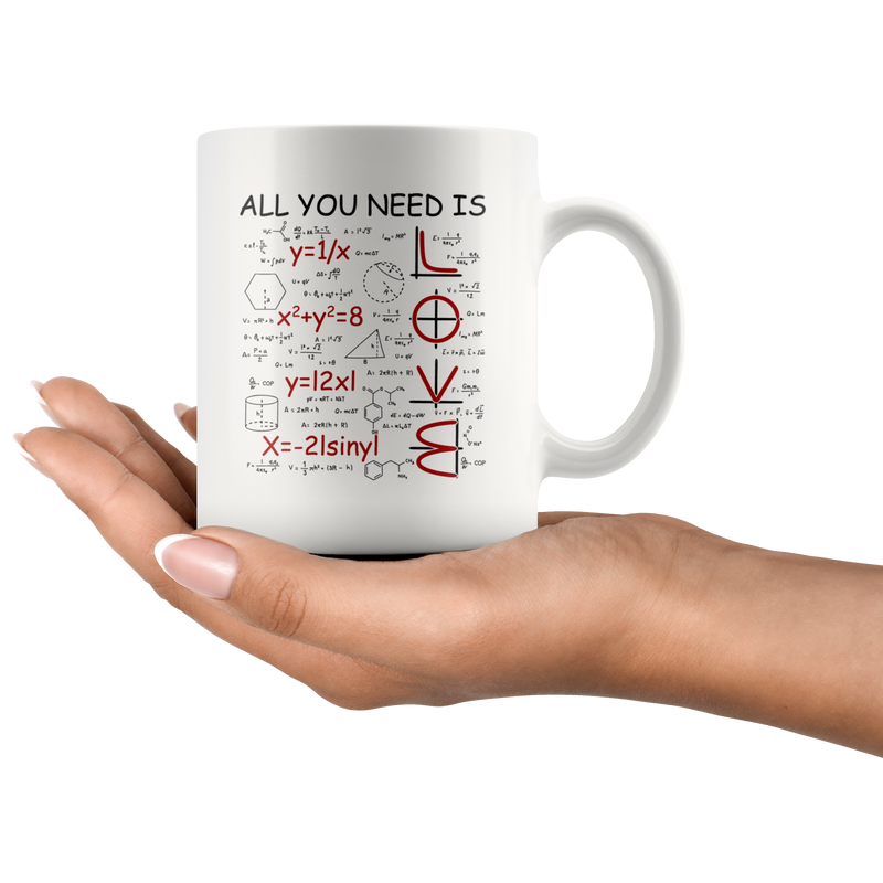 All You Need Is Love Mathematics Equation Humorous Coffee Mug 11 oz