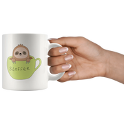 Sloth Gifts - Slofee Sloth Coffee Lover Spirit Animal Appreciation Gifts White Mug 11 oz - Panvola