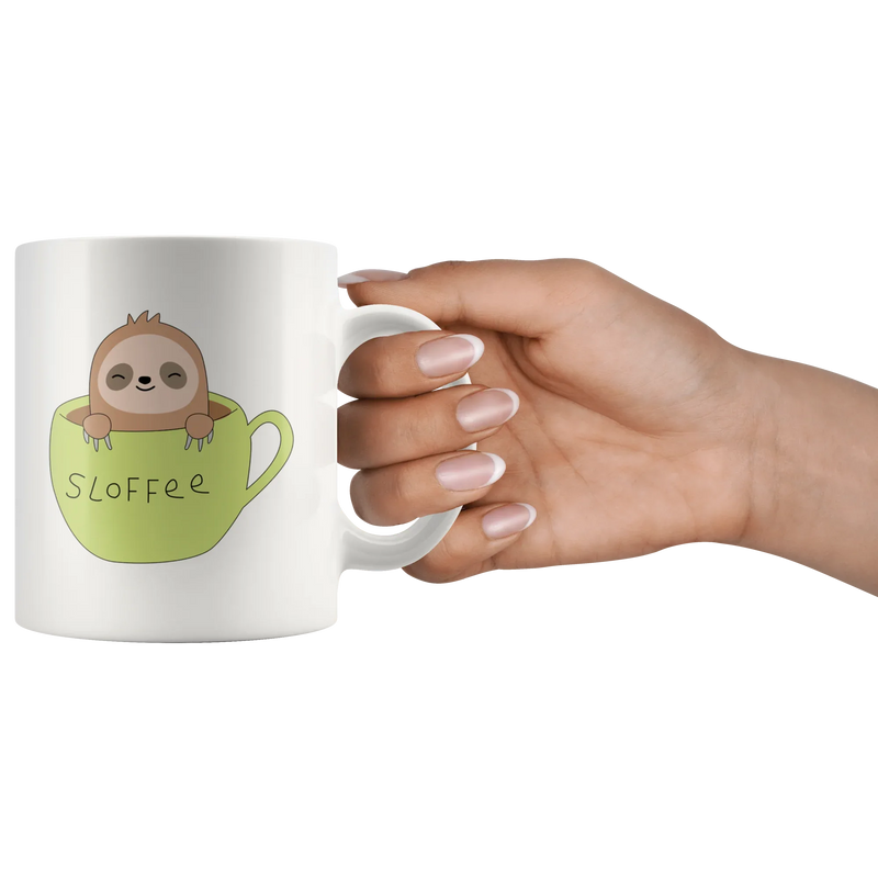 Sloth Gifts - Slofee Sloth Coffee Lover Spirit Animal Appreciation Gifts White Mug 11 oz - Panvola