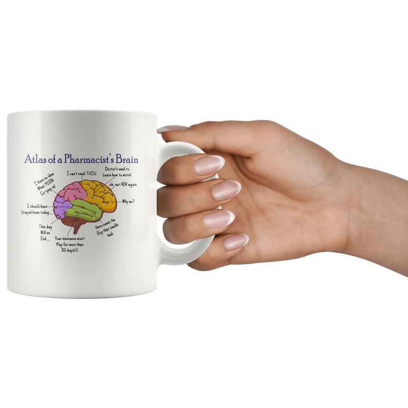 Atlas of A Pharmacist's Brain Coffee Mug 11 oz - Pharmacy Gift Mug - Panvola