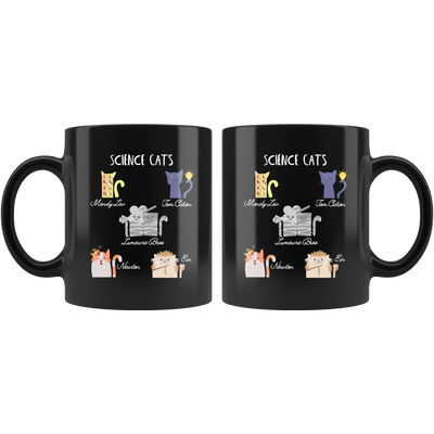 Cat and Science Lover Pun Gift Idea Black Ceramic Coffee Mug 11 oz