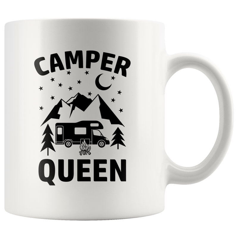 Camper Queen Camping Lover Outdoor Activities Ceramic Coffee Mug 11 oz