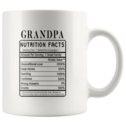Grandpa Nutrition Facts Funny Grandparents Day Coffee Mug 11oz - Panvola