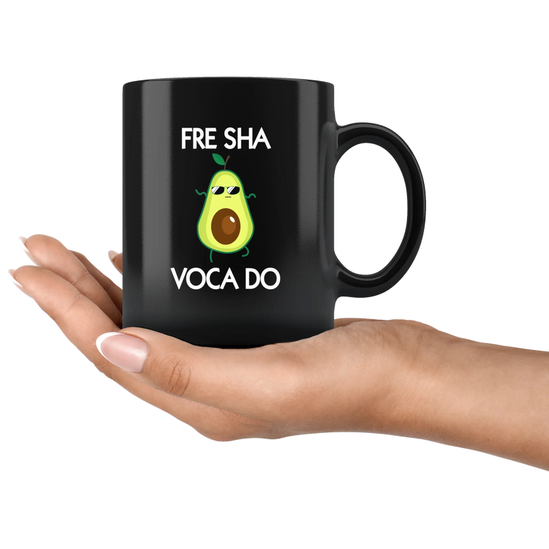 Vegan Lover Gifts - Fre Sha Vocado Plant Based Keto Diet Black Coffee Mug 11 oz - Panvola
