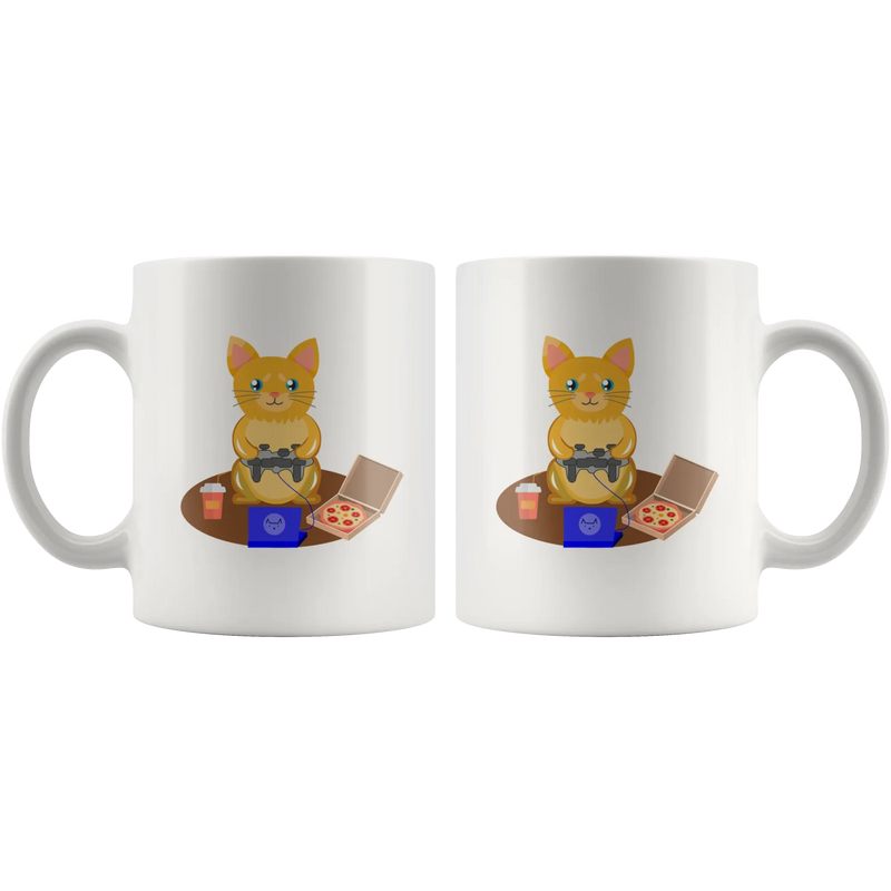 Gamer Cat Feline Game Lover Geek Gift Ceramic Coffee Mug 11 oz - Panvola