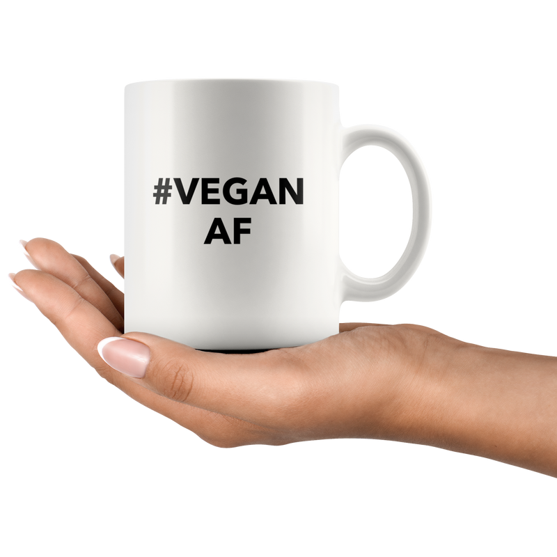 Vegetarian Mug-Funny Novelty Gift Ideas for Vegan-Hasgtag Vegan AF 11oz White Coffee Mug