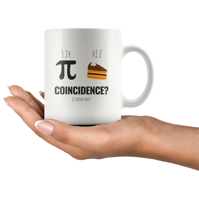 Funny Math Coffee Mug Pi Day March 2019 Pi Pie Coincidence White 110z Coffee Cup