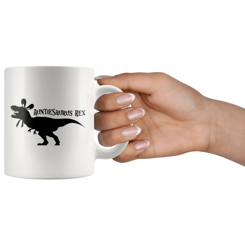 Auntiesaurus Rex Coffee Ceramic Mug White 11 oz - Panvola