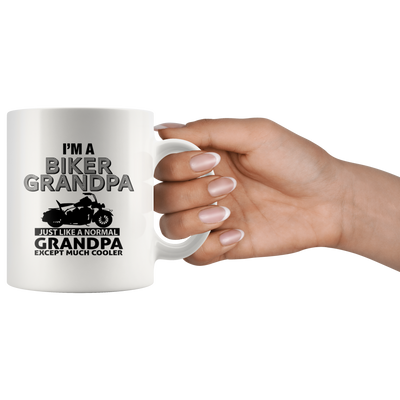 I'm A Biker Grandpa Except Much Cooler Grandfather Coffee Mug 11 oz
