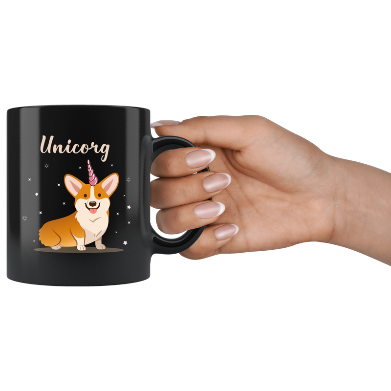 Unicorg Unicorn Corgi Lovers Premium Black Mug.