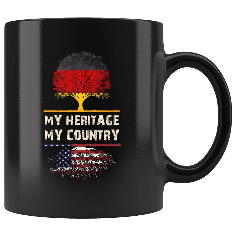 My Heritage My Country German American Black Veramic Mug