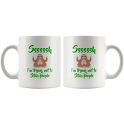 Introvert Gift Ssssssh I'm Trying Not To Stab People Anti-Social White Coffee Mug 11 oz - Panvola