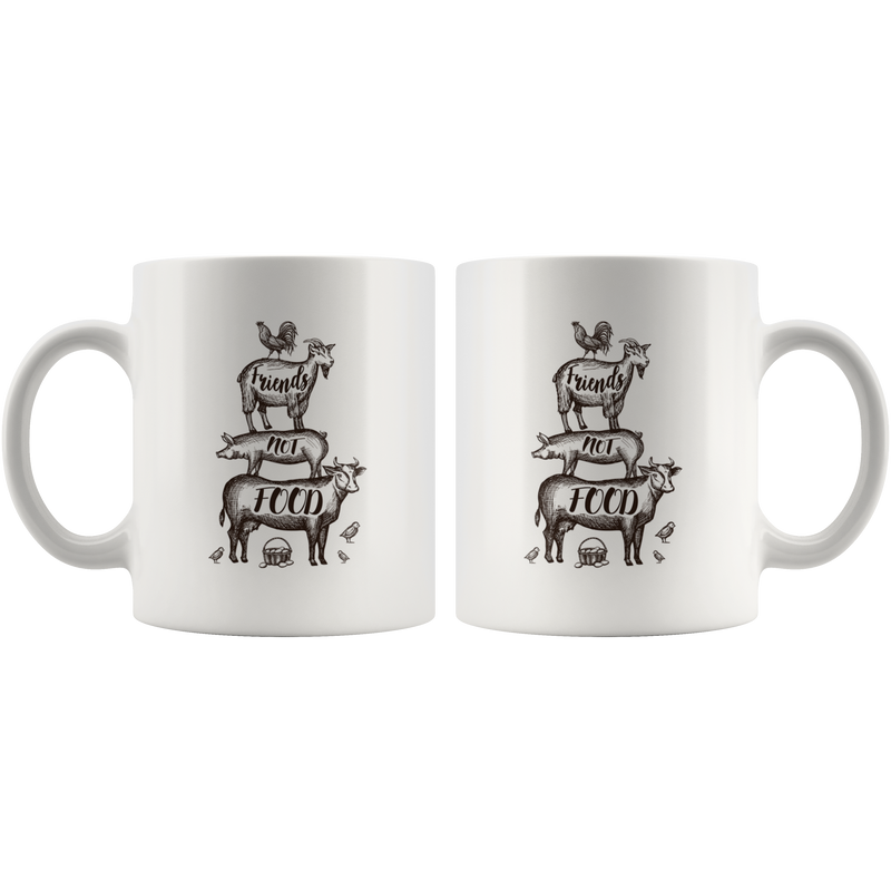 Friends Not Food Vegan Gift for Vegetarian Friends Coffee Mug 11 oz.