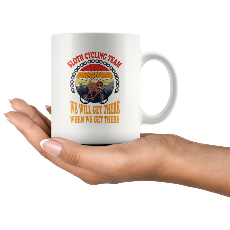 Sloth Cycling Team We Will Get There Retro Vintage Sunset Mug 11 oz - Panvola