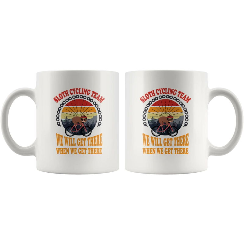 Sloth Cycling Team We Will Get There Retro Vintage Sunset Mug 11 oz - Panvola
