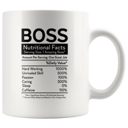 Boss Nutritional Facts Funny Profession Office Gift Coffee Mug 11 oz.