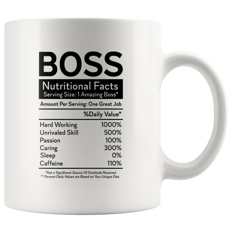 Boss Nutritional Facts Funny Profession Office Gift Coffee Mug 11 oz.