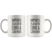 Happiness Is A Cup Of Coffee & Good Book Lover Ceramic Coffee Mug 11oz - Panvola