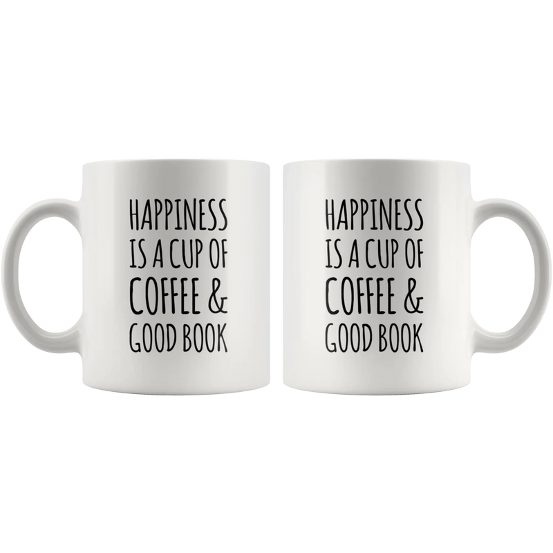 Happiness Is A Cup Of Coffee & Good Book Lover Ceramic Coffee Mug 11oz - Panvola