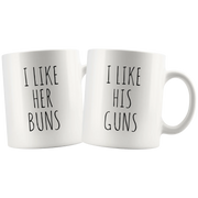 I Like Her Buns I Like His Guns Couple Mugs Valentines Gift - Panvola