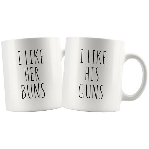 I Like Her Buns I Like His Guns Couple Mugs Valentines Gift - Panvola