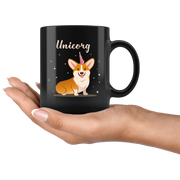 Unicorg Unicorn Corgi Lovers Premium Black Mug.