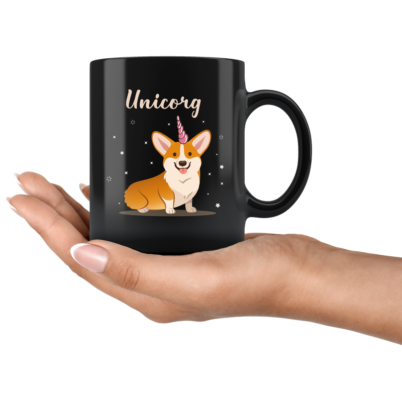 Unicorg Unicorn Corgi Lovers Premium Black Mug.