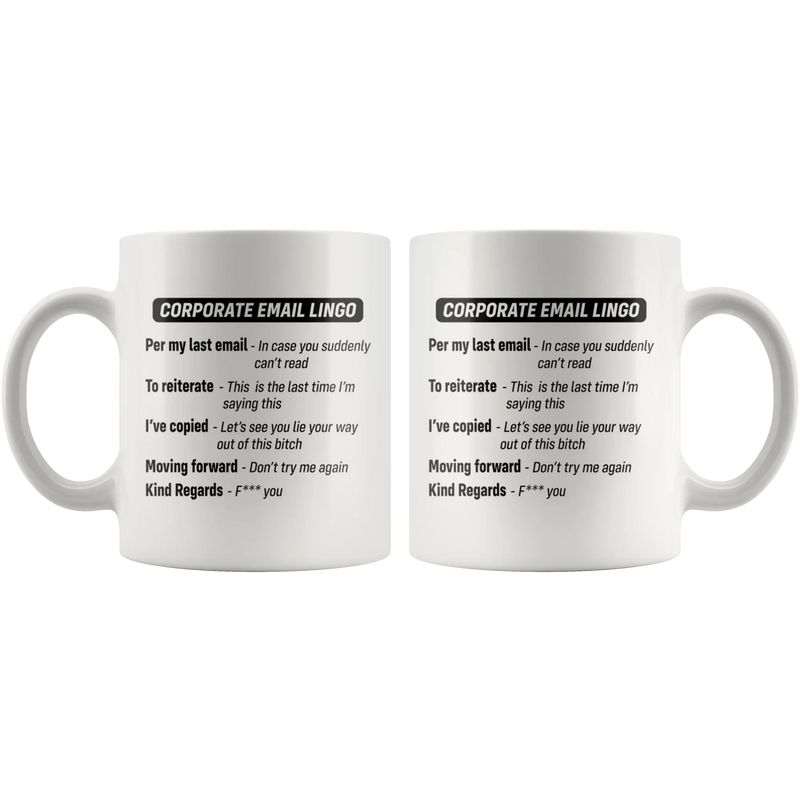 Corporate Email Lingo Per Gift Idea White Ceramic Coffee Mug 11 oz - Panvola