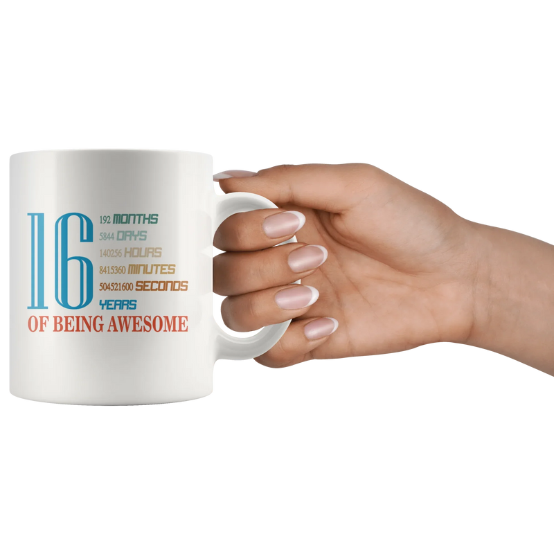 16 Years Old 16th Birthday Mugs for Gift Ceramic Coffee Cup White 11oz - Panvola
