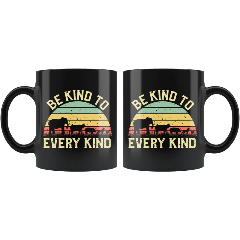 Be Kind To Every Kind Vintage Vegan Animal Social Justice Mug 11 oz - Panvola