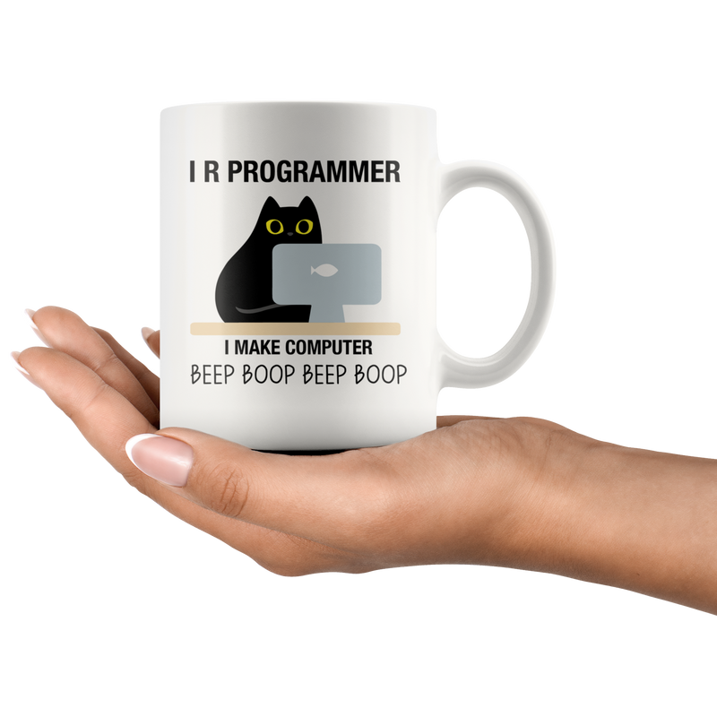 I R Programmer I Make Computer Beep Cat Coffee Mug 11oz.
