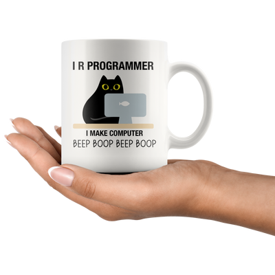 I R Programmer I Make Computer Beep Cat Coffee Mug 11oz