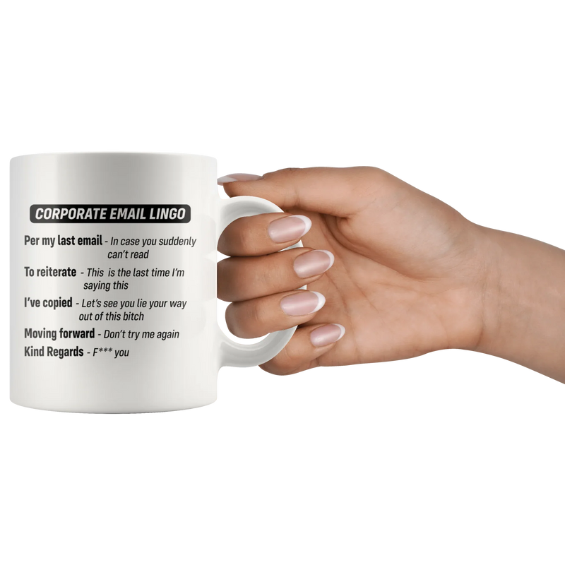 Corporate Email Lingo Per Gift Idea White Ceramic Coffee Mug 11 oz - Panvola